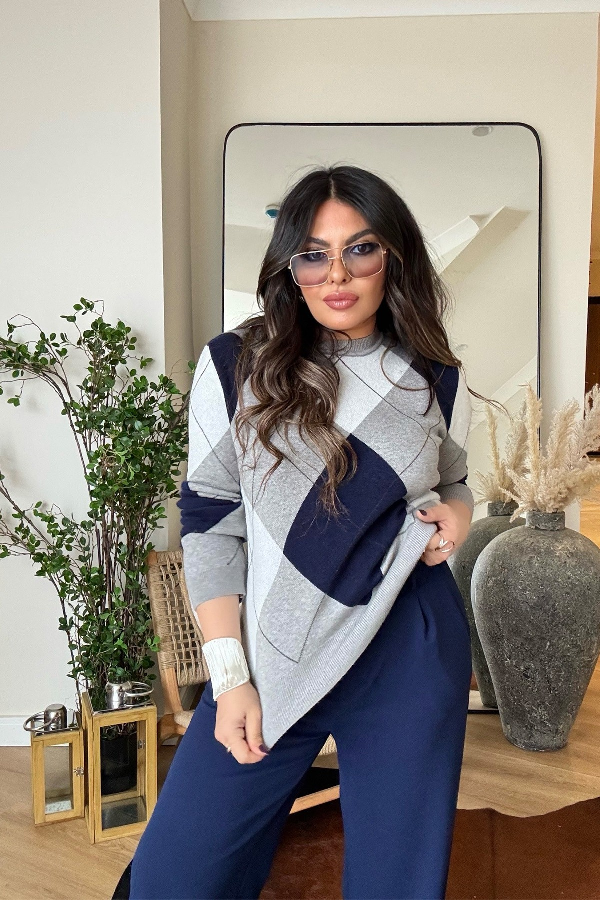 Viscosoft Luxe Triko Kazak Lacivert-Gri