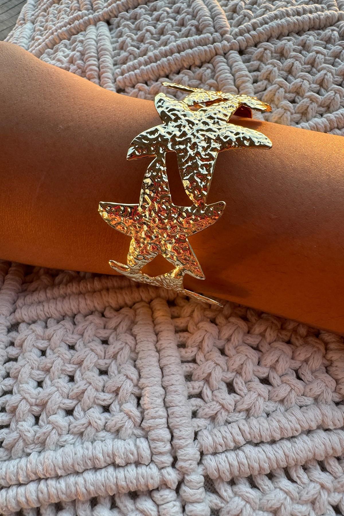Yaldızlı Deniz Yıldızı Bileklik Gold