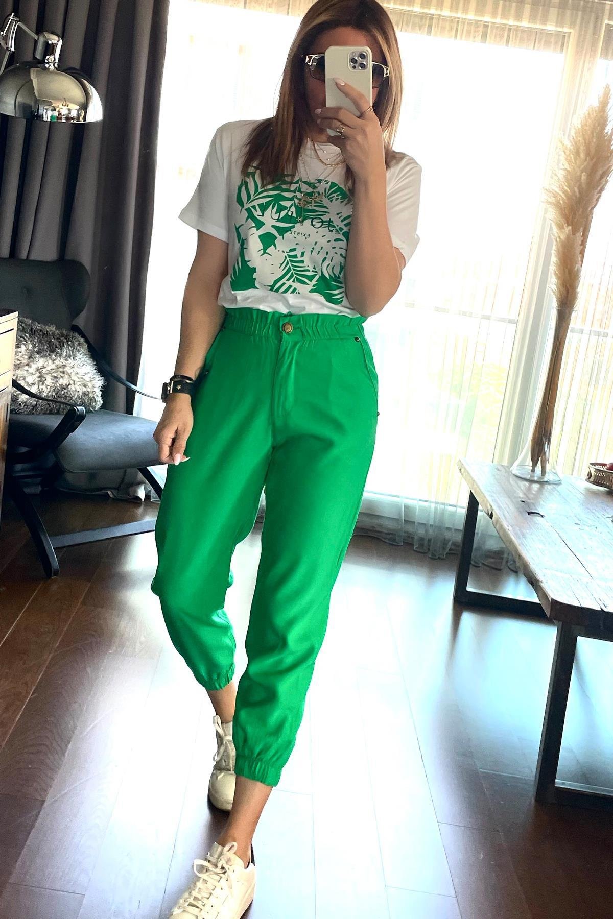 Yaprak Baskılı Tshirt Yeşil