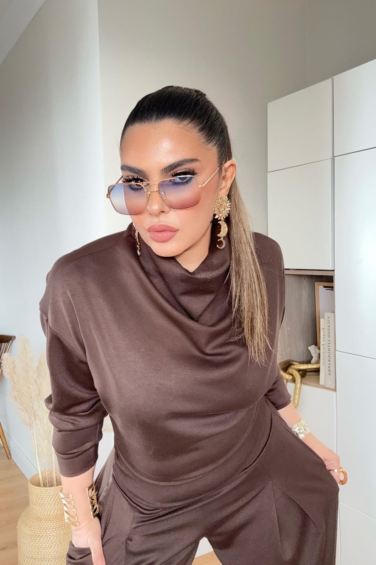 Yarım Balıkçı Yarasa Kol Takım Acı Kahve
