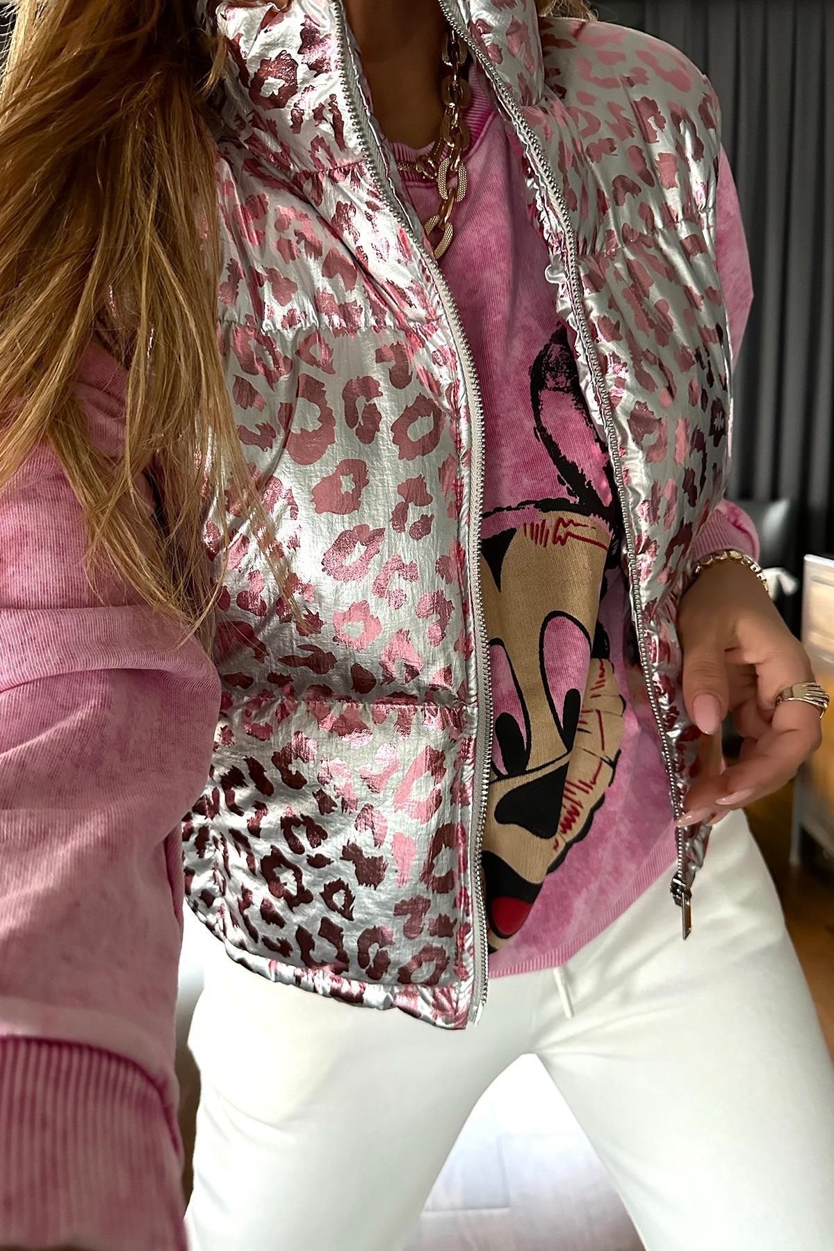 Yıkamalı Mickey Sweat Pembe