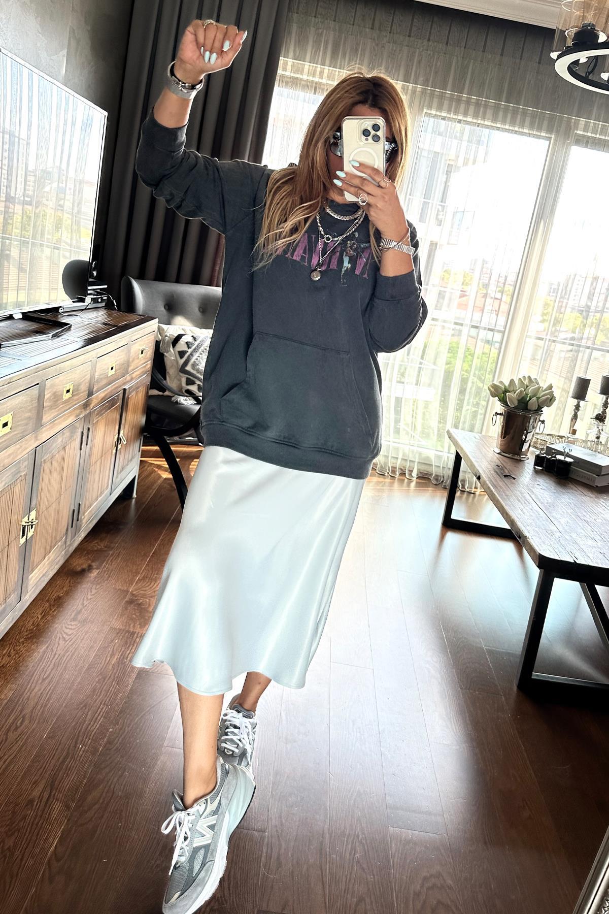 Yıkamalı Nirvana Sweatshirt Gri