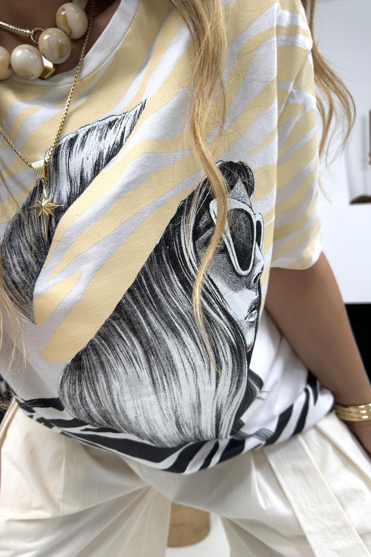 Zebra Kız Tshirt Ekru