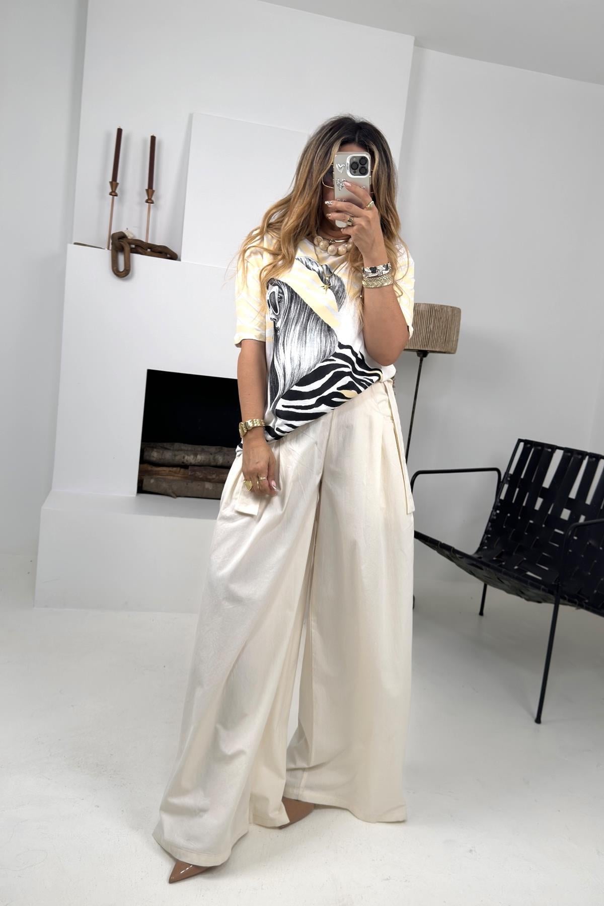 Zebra Kız Tshirt Ekru
