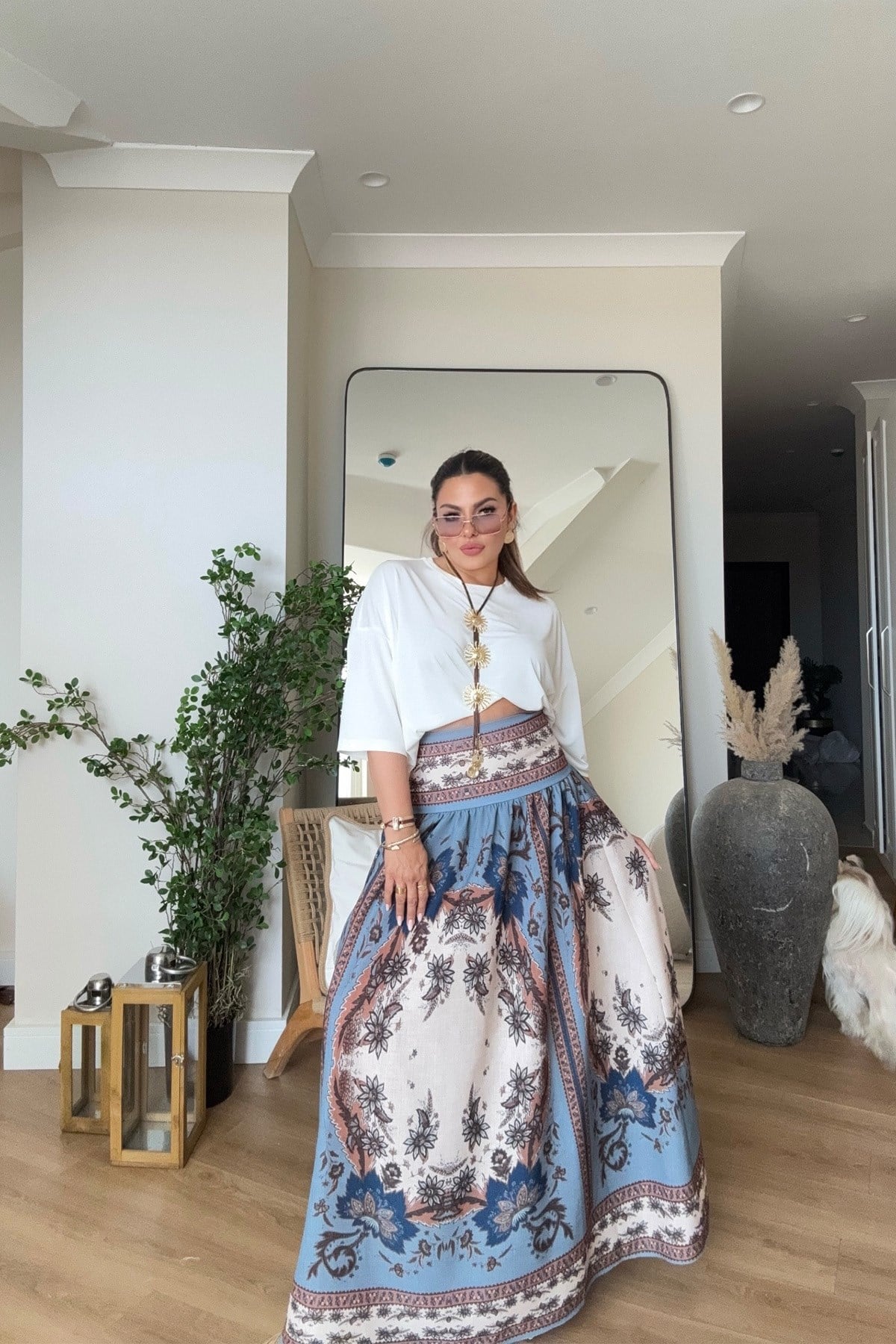Zimmer Model Keten Etek Mavi-Kahve