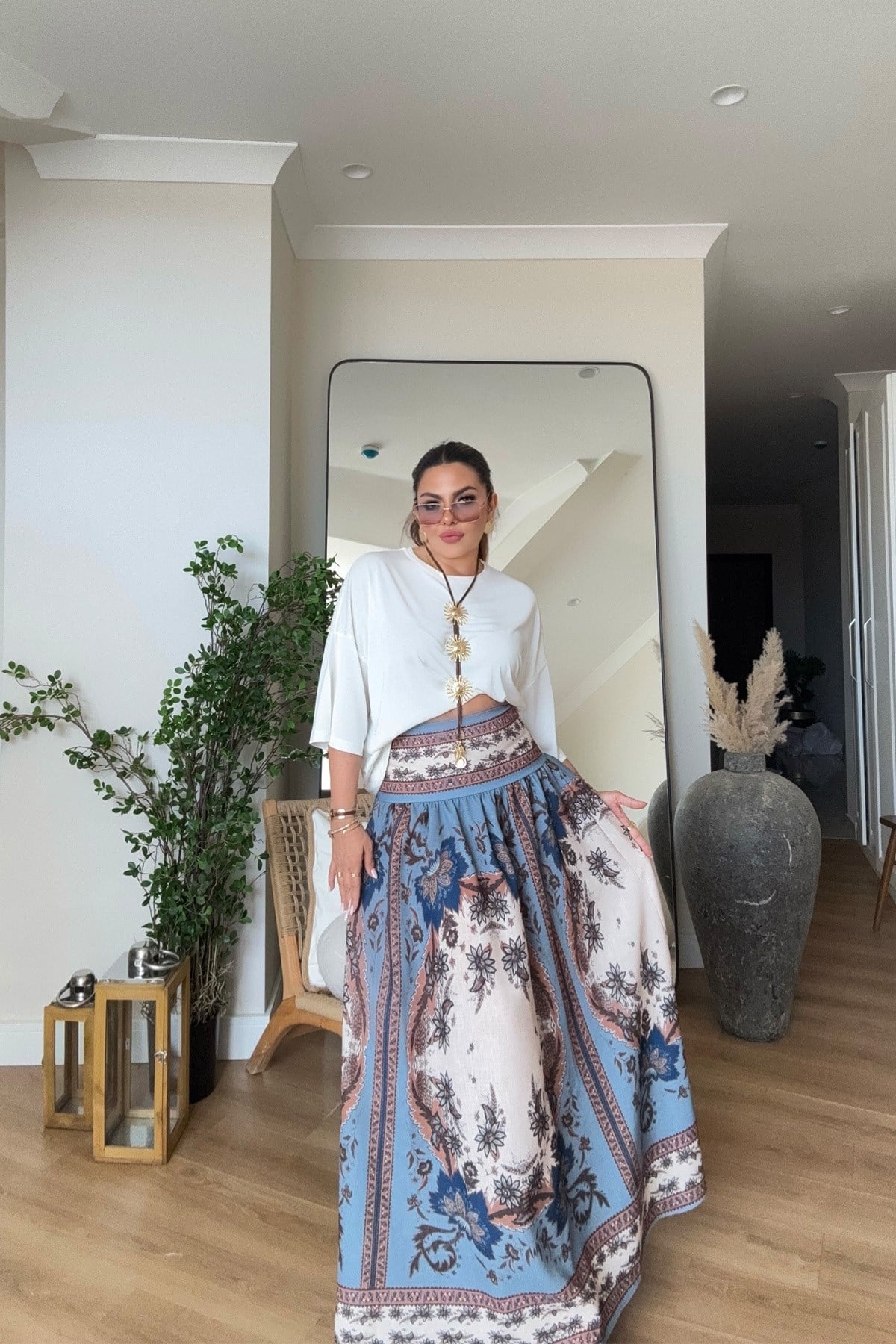Zimmer Model Keten Etek Mavi-Kahve
