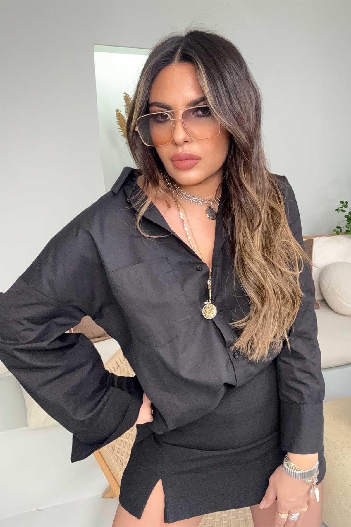 ZR Basic Poplin Gömlek Siyah