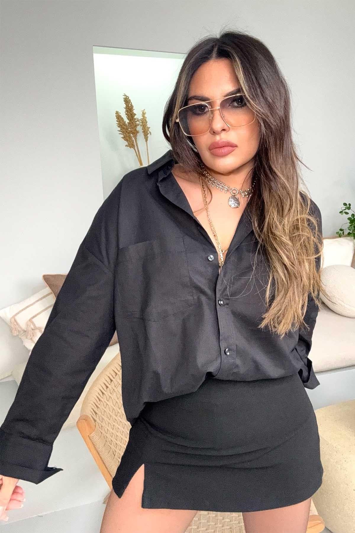 ZR Basic Poplin Gömlek Siyah