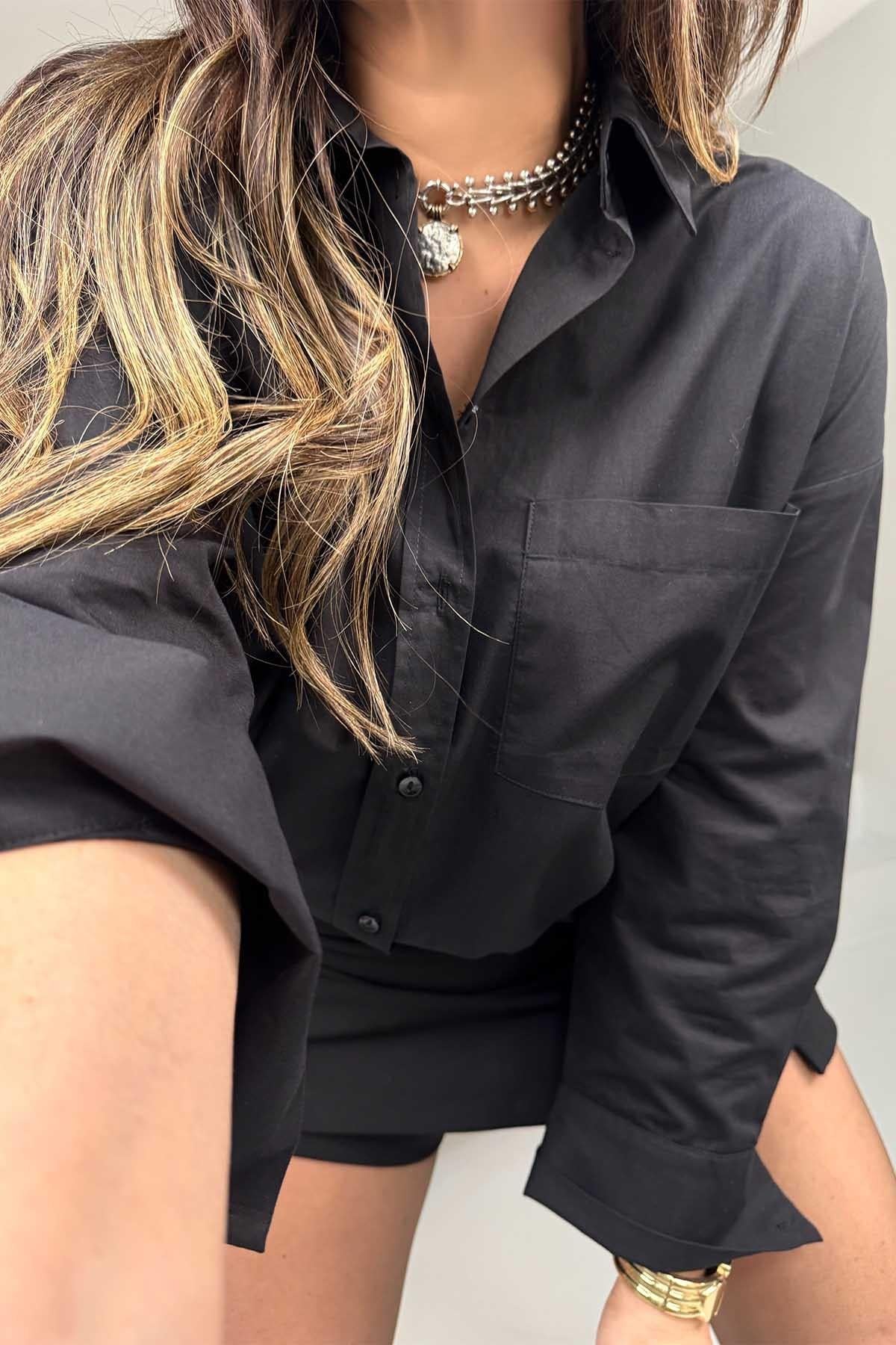 ZR Basic Poplin Gömlek Siyah