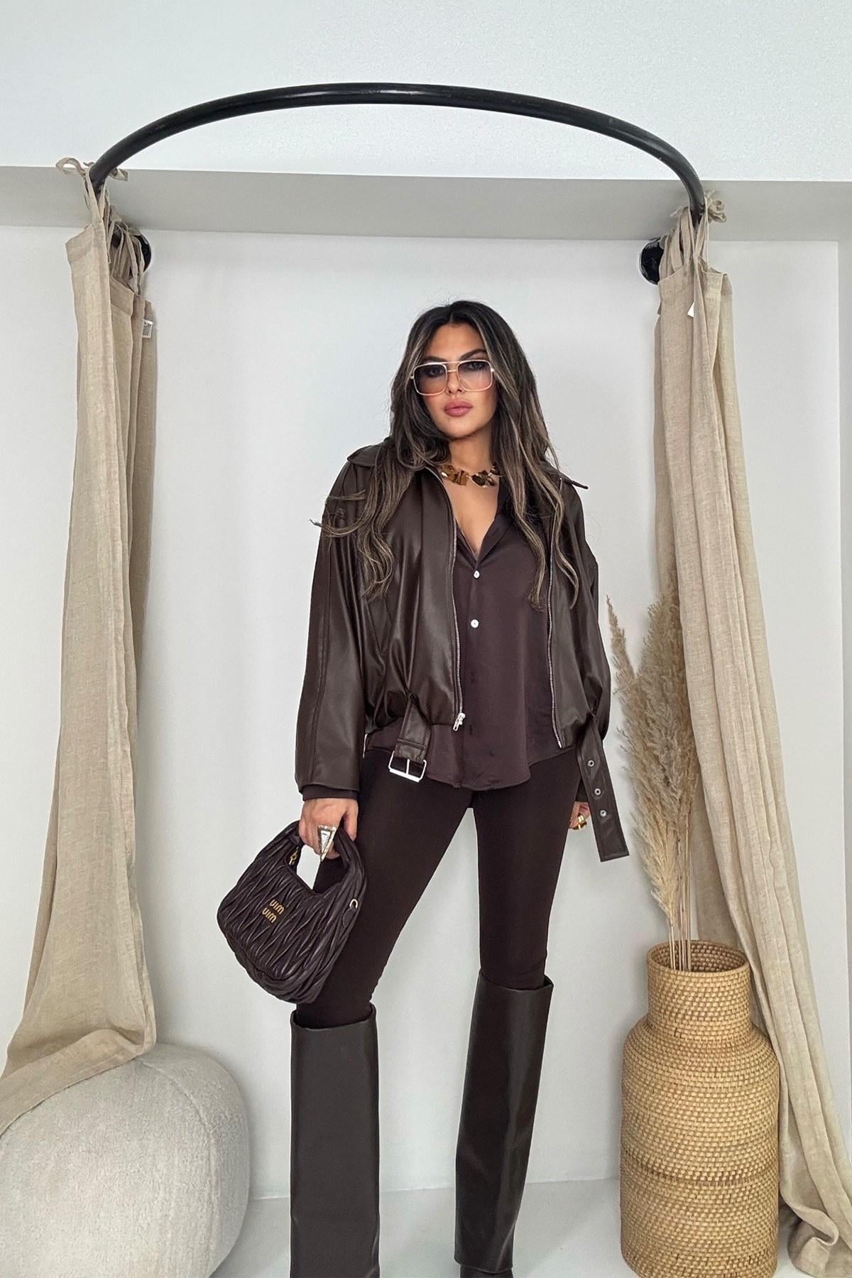 Zr Model Deri Ceket Acı Kahve