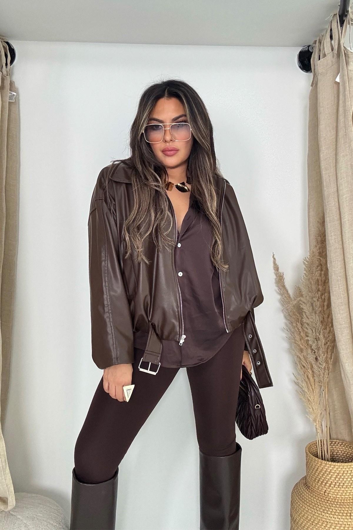 Zr Model Deri Ceket Acı Kahve