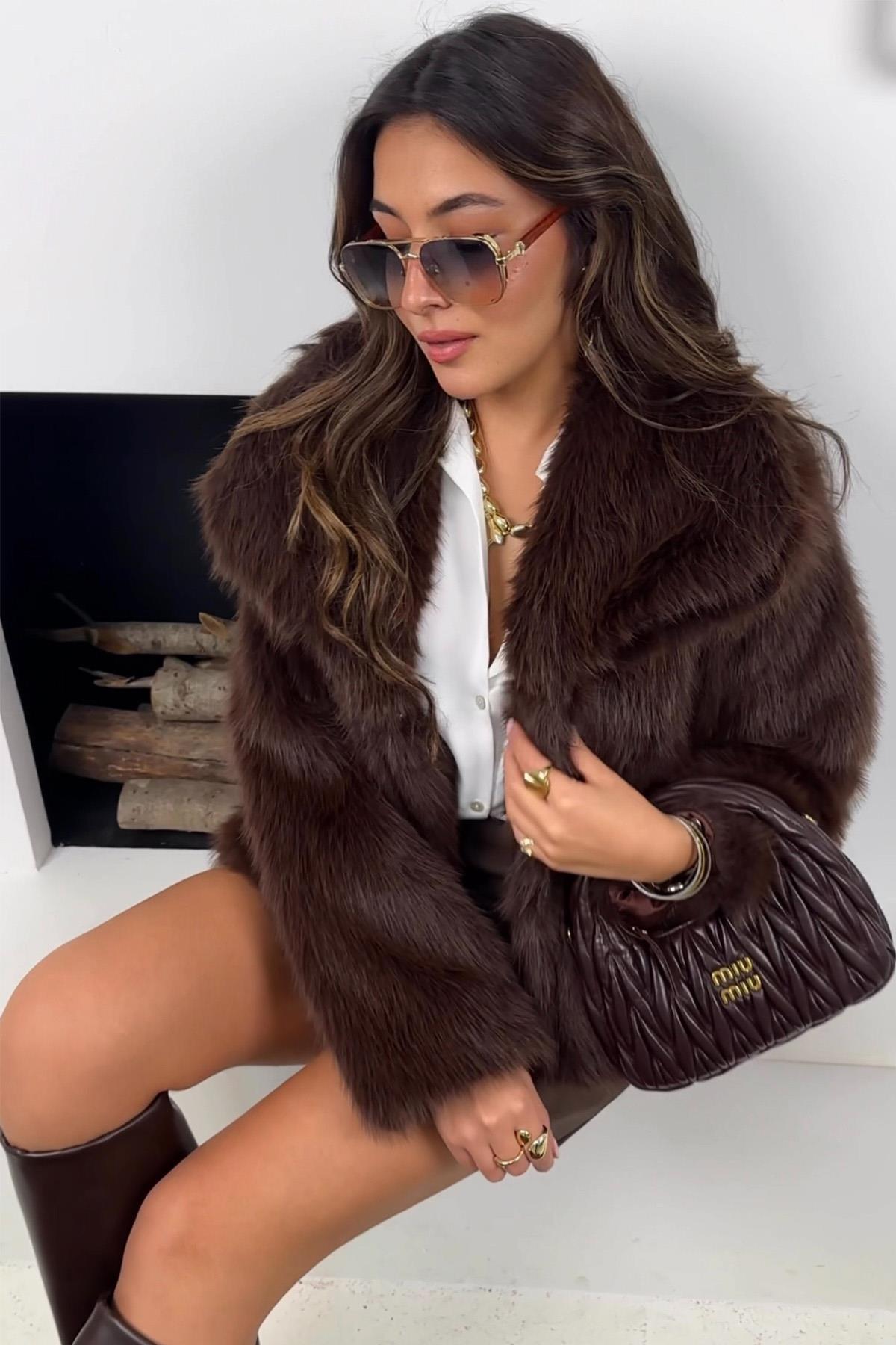 ZR Model Şal Yaka Kürk Acı Kahve