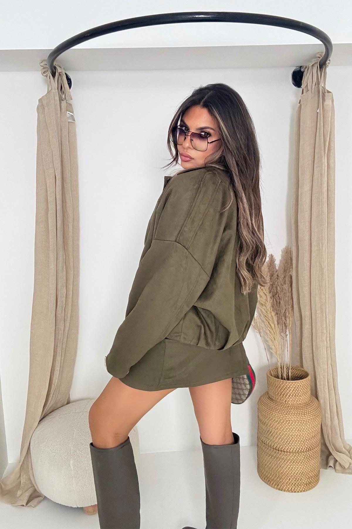 Zr Model Süet Görünümlü Bomber Ceket Haki