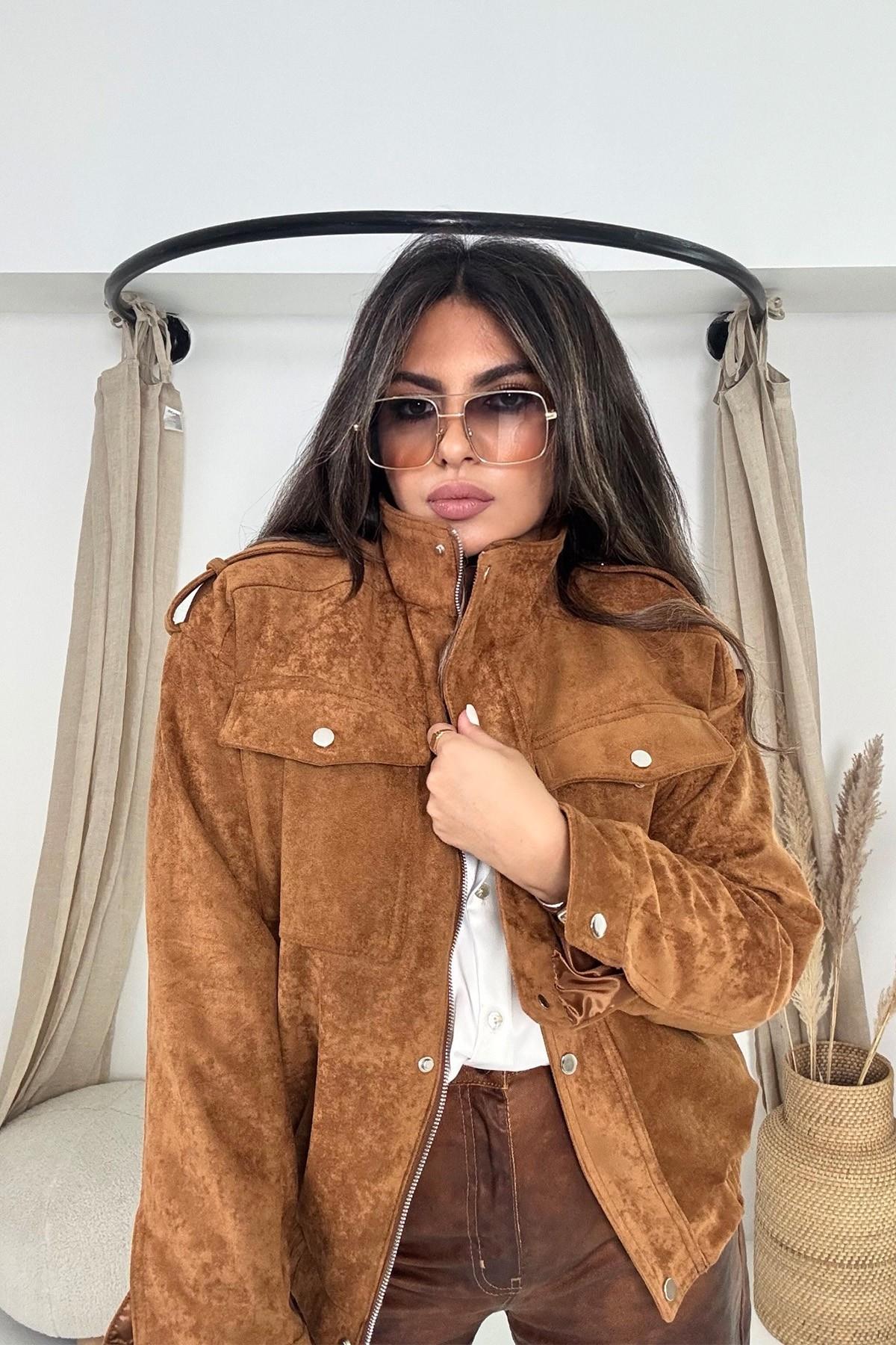 ZR Model Süet Görünümlü Ceket Taba