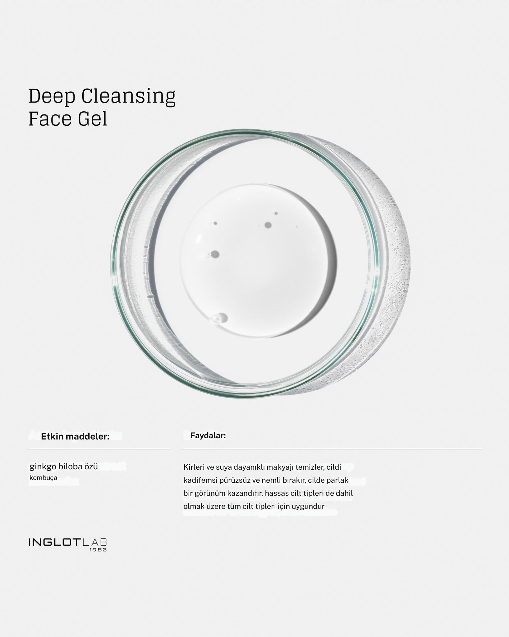 INGLOT LAB Deep Cleansing Face Gel  -  Derin Temizleyici Yüz Jeli 145 ml