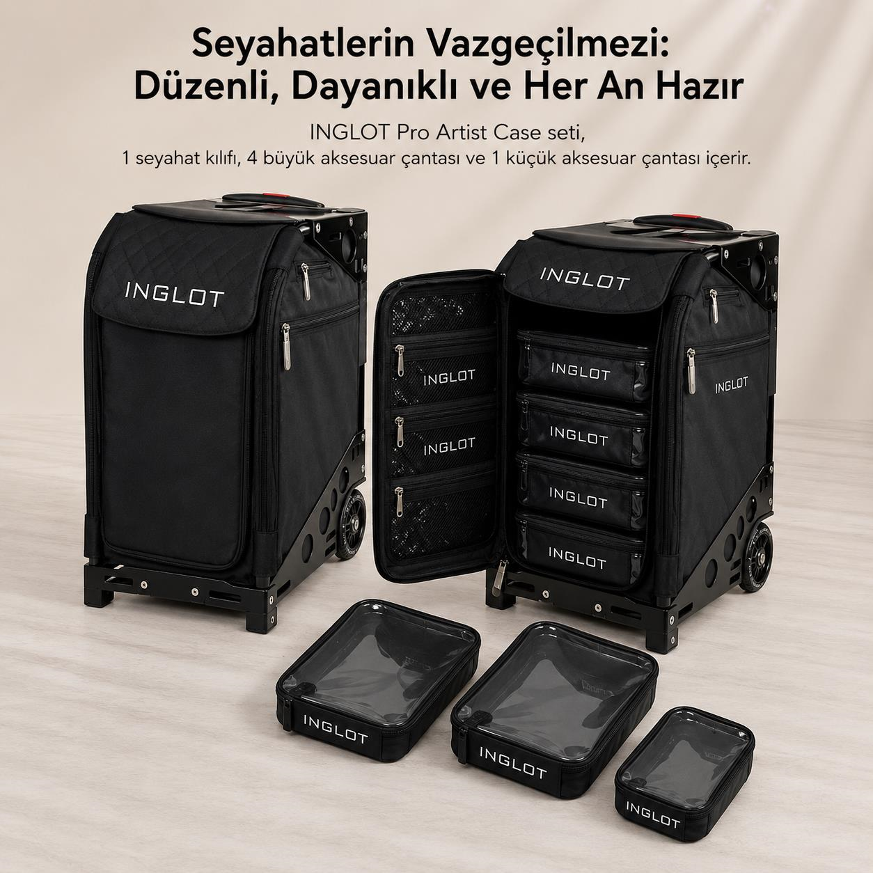 INGLOT Pro Artist Case by ZUCA Profesyonel Makyaj Çantası Tekerlekli Makyaj Artist Çantası