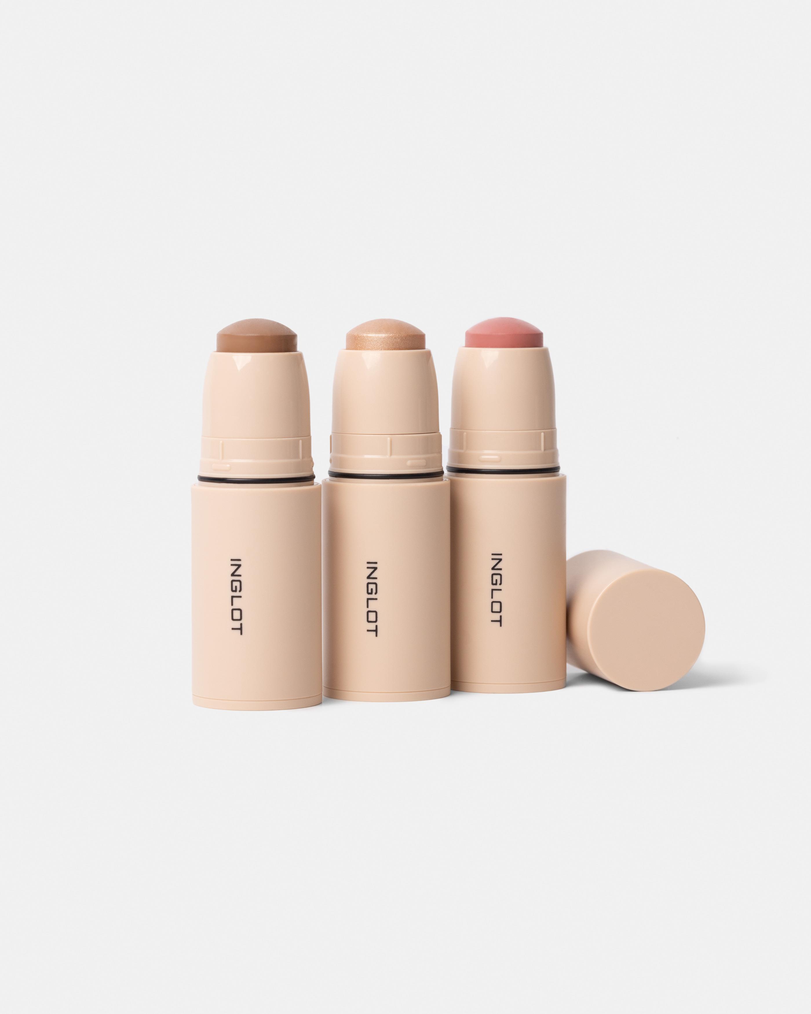 INGLOT Shine & Define Yüz Makyaj Seti – Işıltılı ve Belirgin Görünüm İçin 3’lü Krem Stick Set