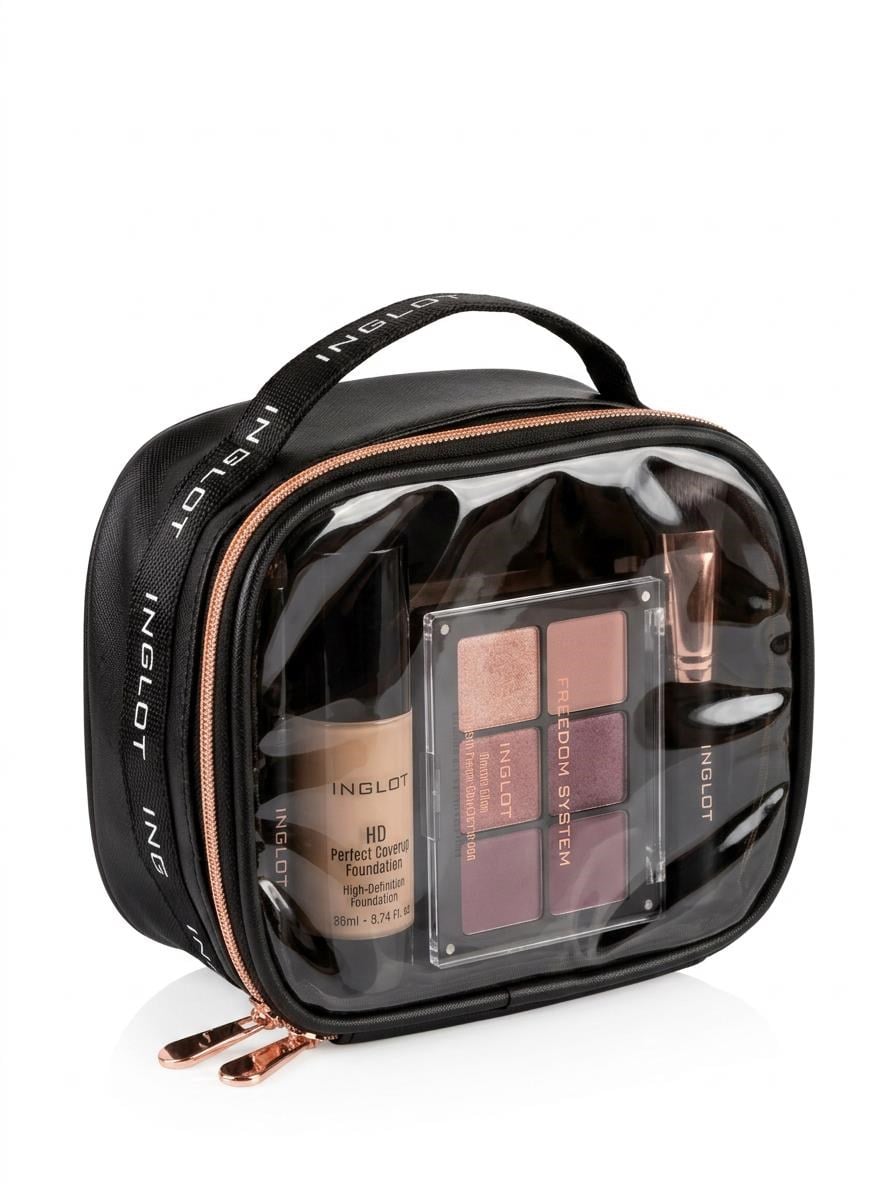 INGLOT Travel Makeup Bag Small Black & Rose Gold Seyahat Makyaj Çantası