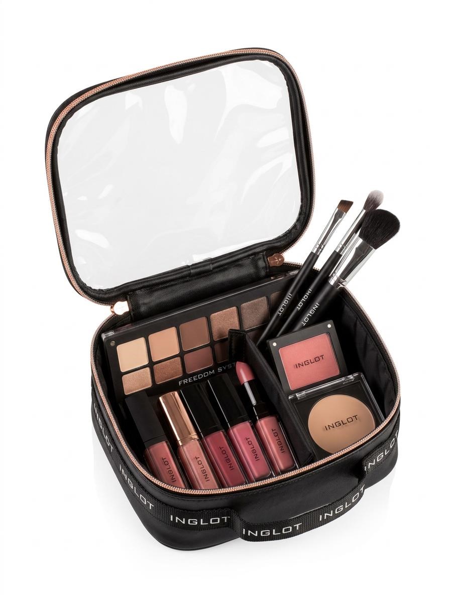 INGLOT Travel Makeup Bag Small Black & Rose Gold Seyahat Makyaj Çantası