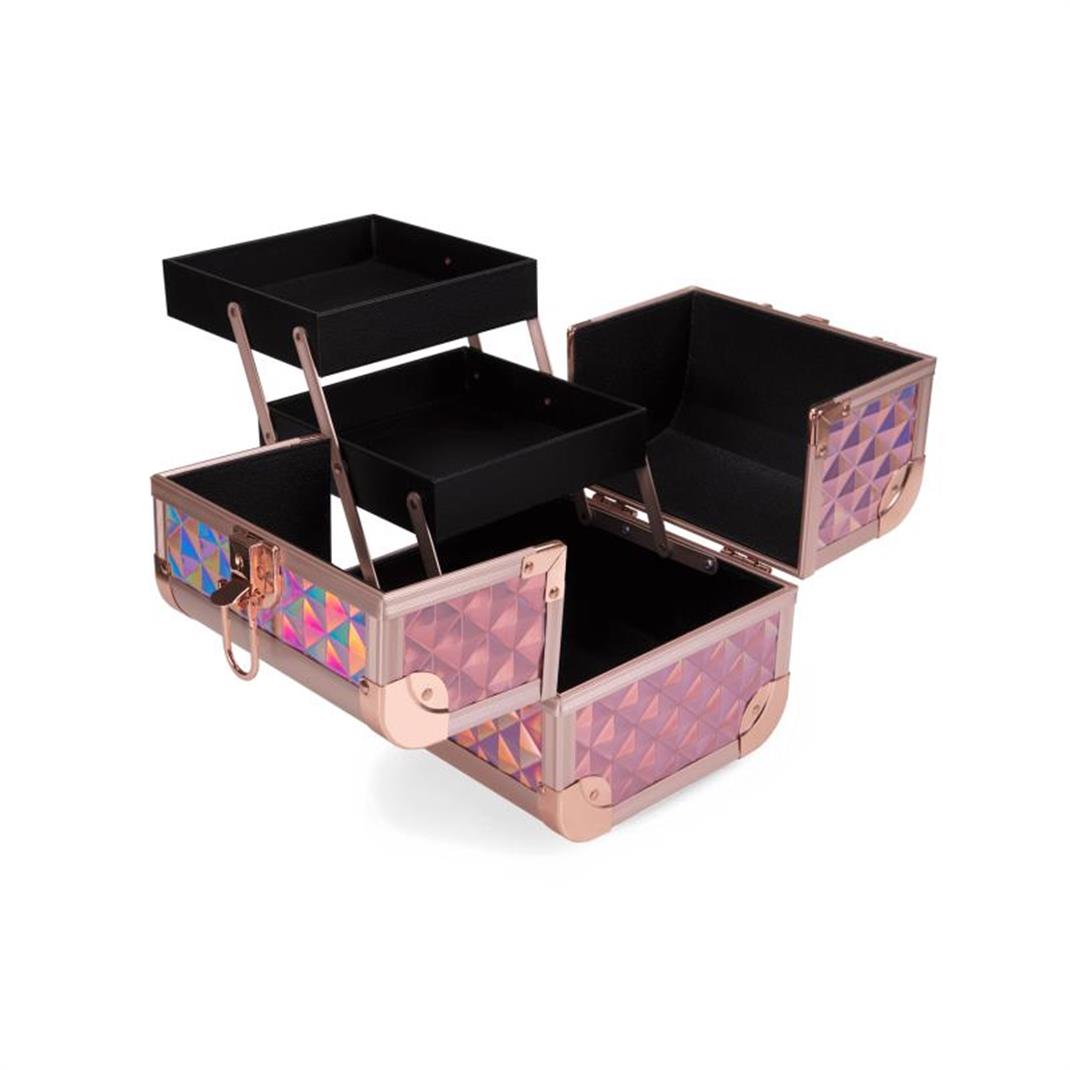 MAKEUP CASE DIAMOND MINI HOLOGRAPHIC ROSE GOLD