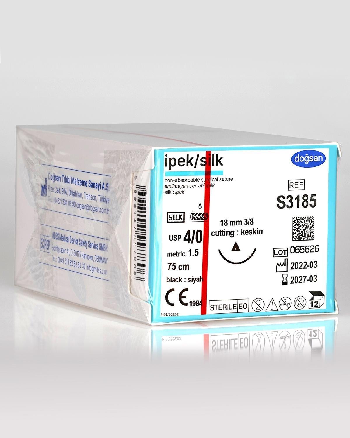 Doğsan İpek 4/0 18 3/8 Keskin (Δ) 75Cm İpek Emilemeyen Sütür