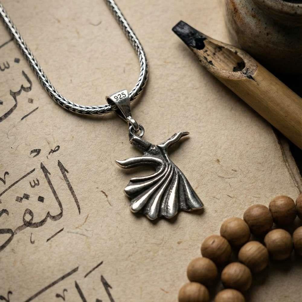  Minimal Semazen Gümüş KolyeDualı Kolye