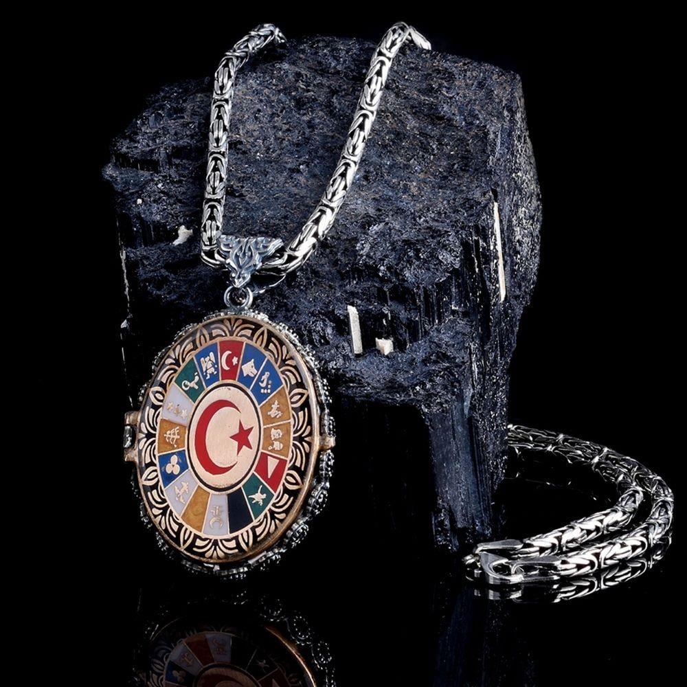 16 Türk Devleti Açılır Kapanır Kapaklı Gümüş Kolye