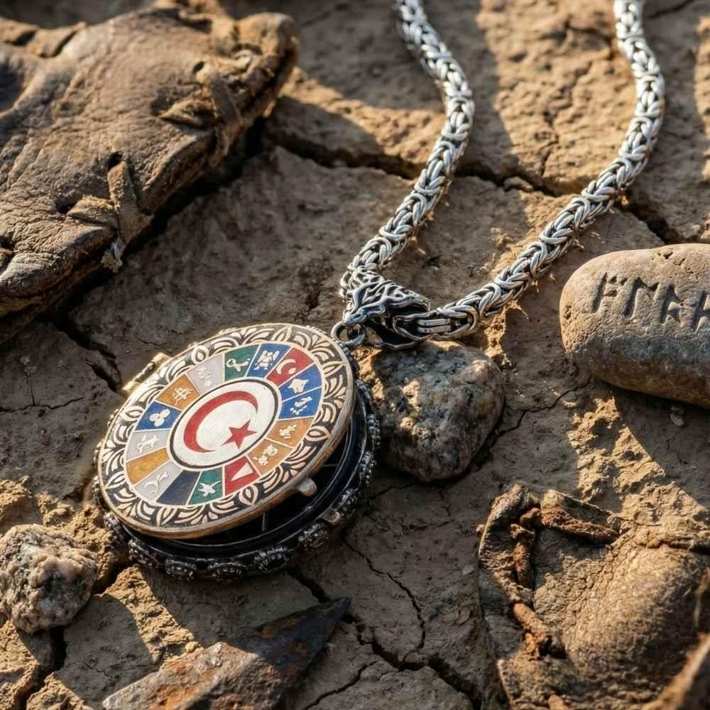 16 Türk Devleti Açılır Kapanır Kapaklı Gümüş Kolye16 Türk Devleti Kolye