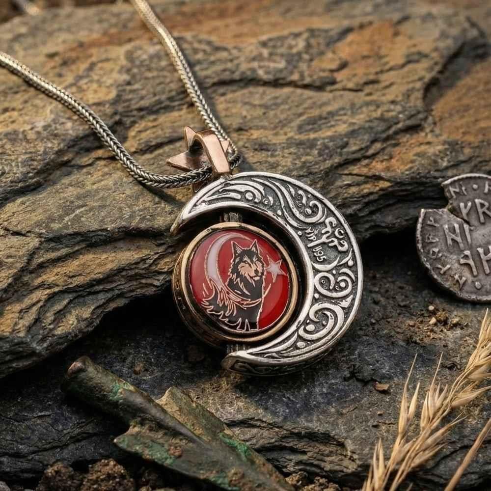 16 Türk Devleti Dönen Tasarım Gümüş Kolye16 Türk Devleti Kolye