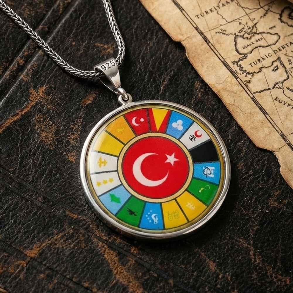 16 Türk Devleti Gümüş Kolye16 Türk Devleti Kolye