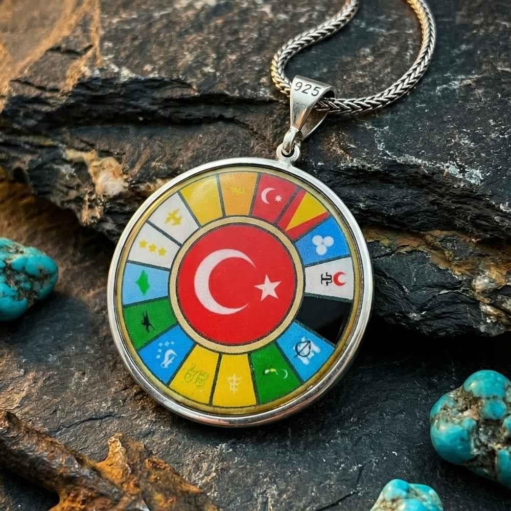16 Türk Devleti Gümüş Kolye16 Türk Devleti Kolye