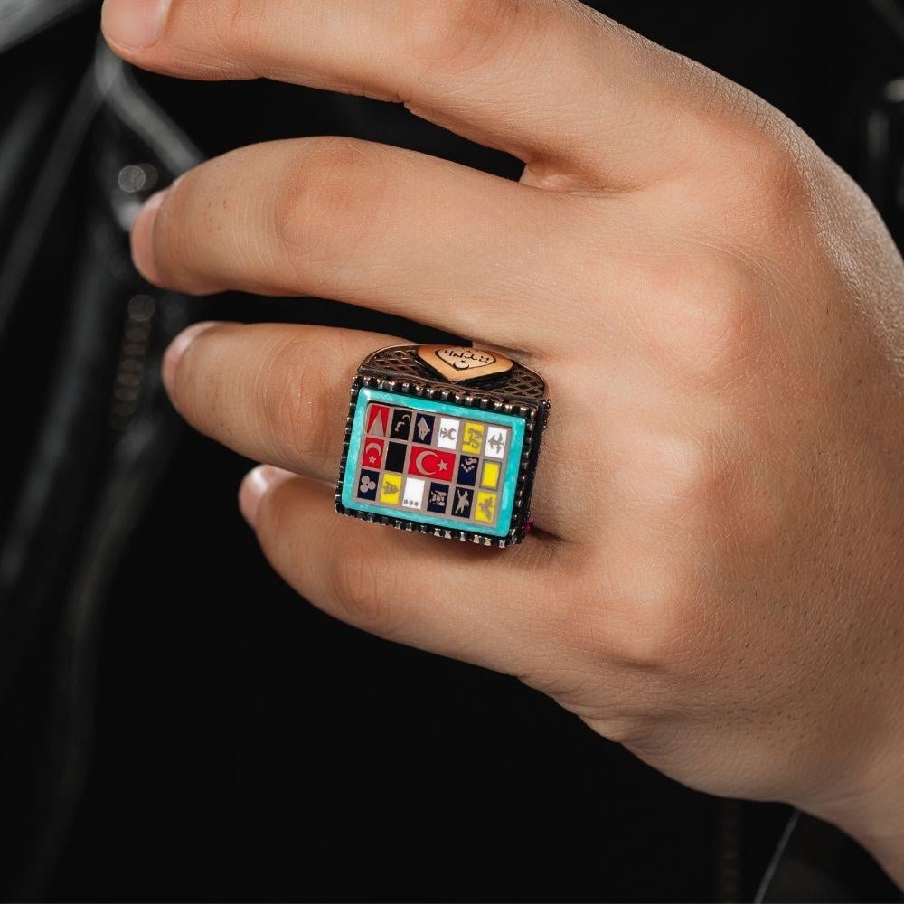 16 Türk Devleti İşlemeli Gümüş Yüzük