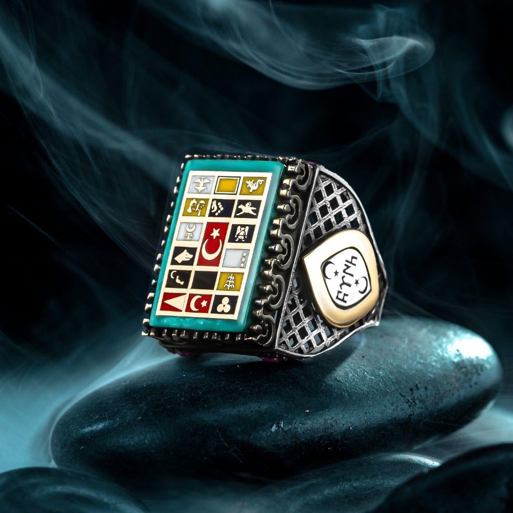 16 Türk Devleti İşlemeli Gümüş Yüzük