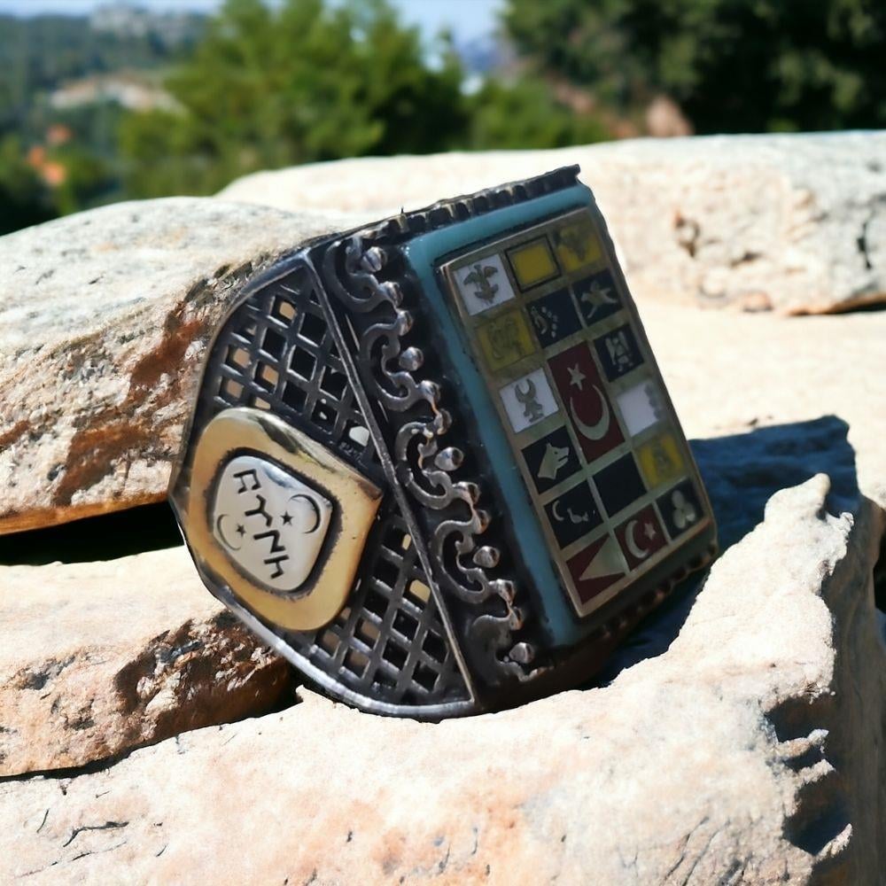 16 Türk Devleti İşlemeli Gümüş Yüzük