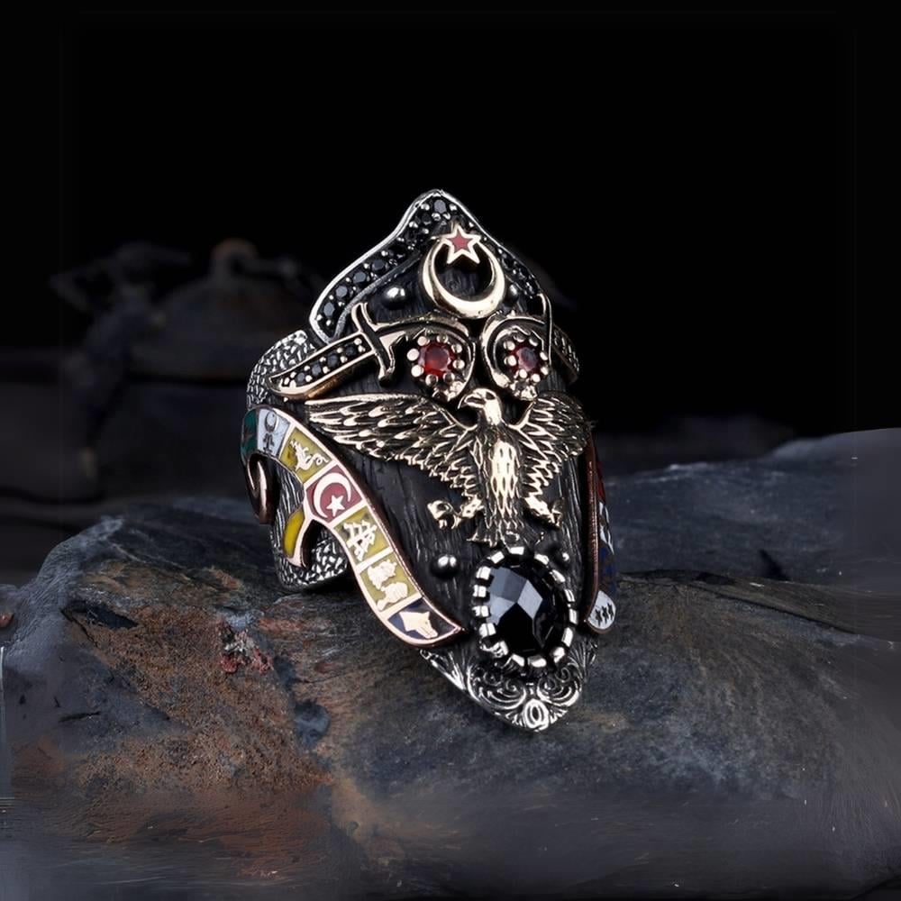 16 Türk Devleti Kartal Gümüş Zihgir Yüzük16 Türk Devleti Yüzük