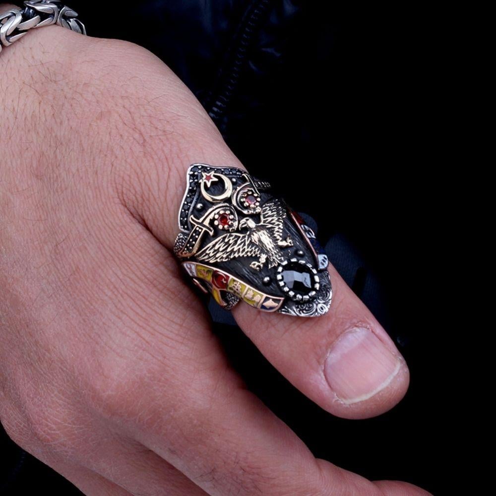 16 Türk Devleti Kartal Gümüş Zihgir Yüzük16 Türk Devleti Yüzük