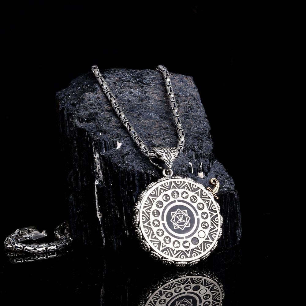 16 Türk Devleti Oğuz Kağan Mührü Madalyon Gümüş Kolye