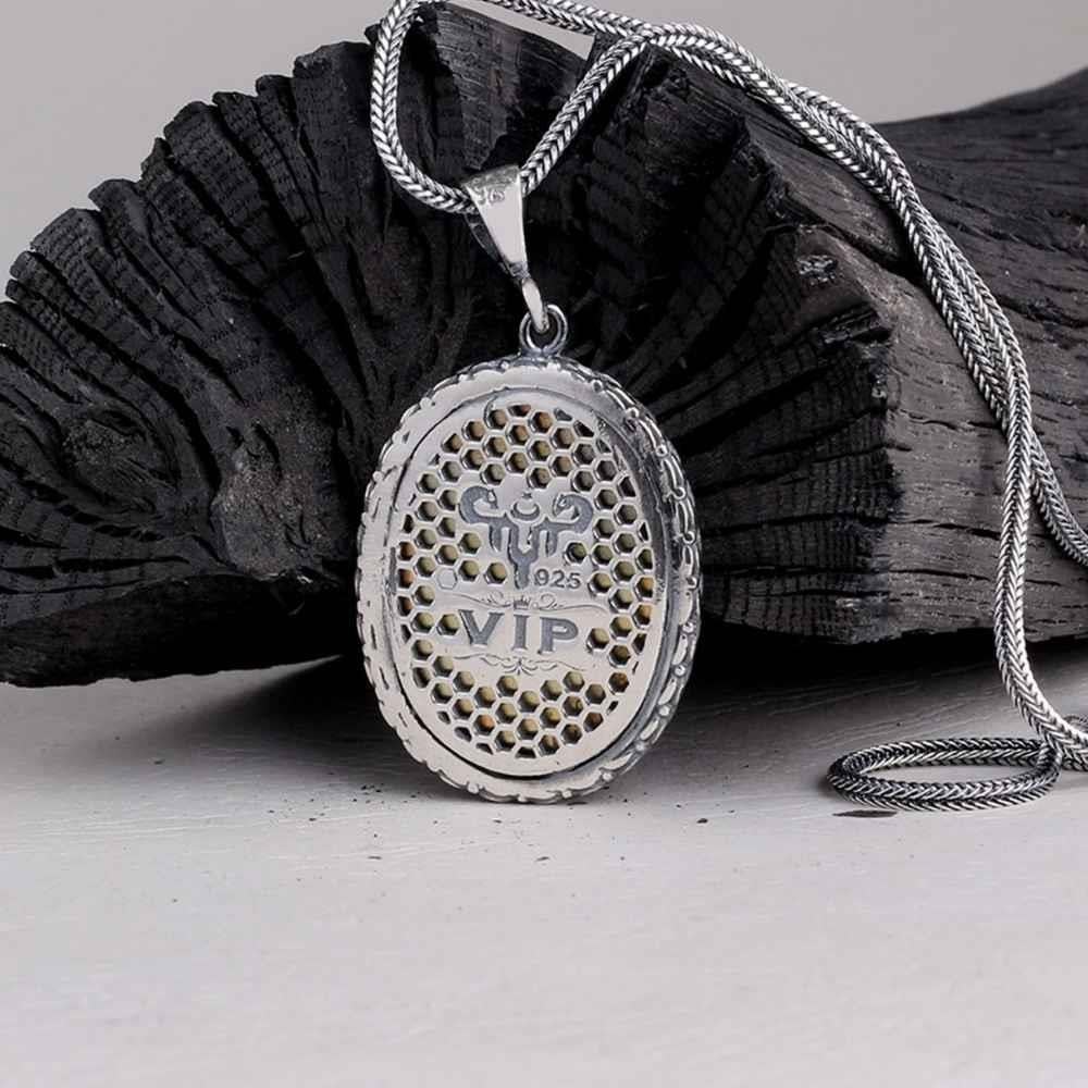 16 Türk Devleti Oval Bozkurt Gümüş Kolye16 Türk Devleti Kolye