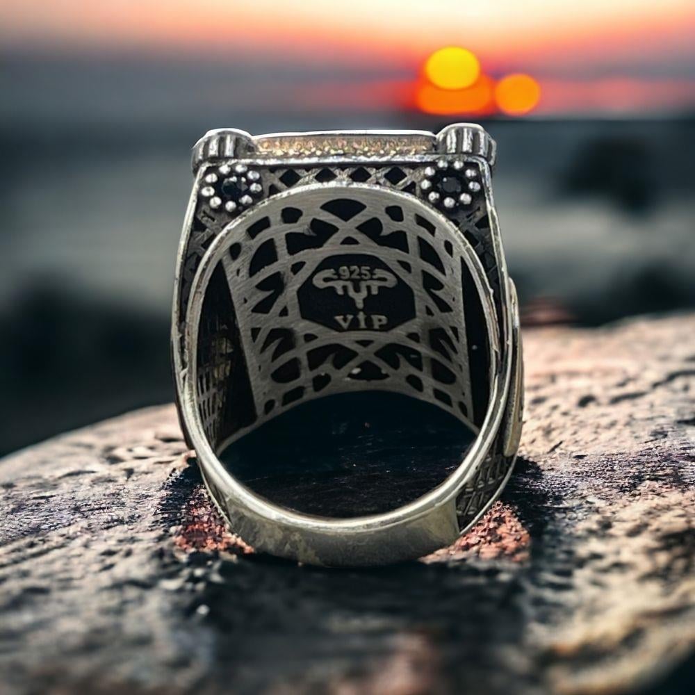 16 Türk Devleti Türk Bayraklı Gümüş Yüzük