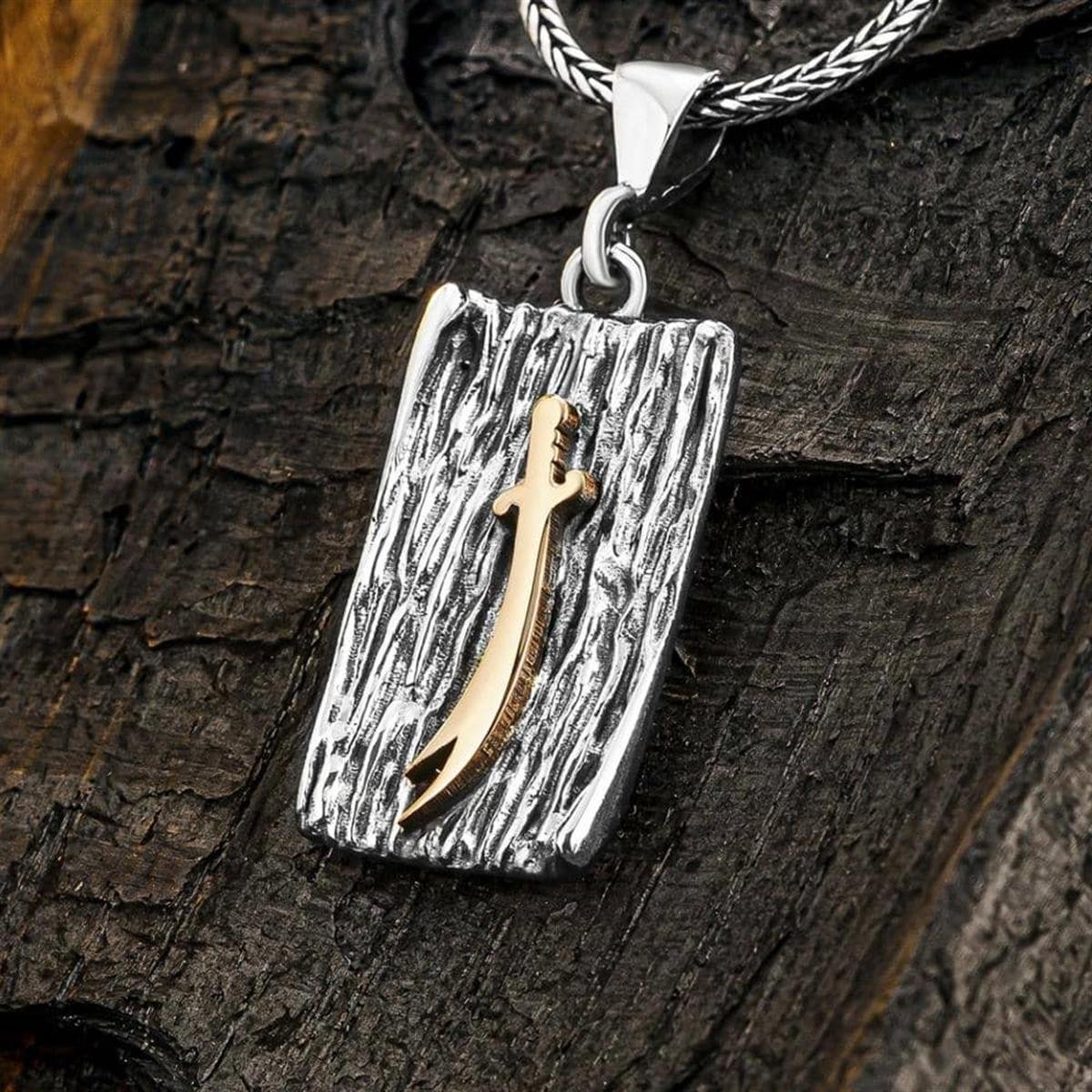 3 Boyutlu Zülfikar Kılıcı Gümüş Kolye