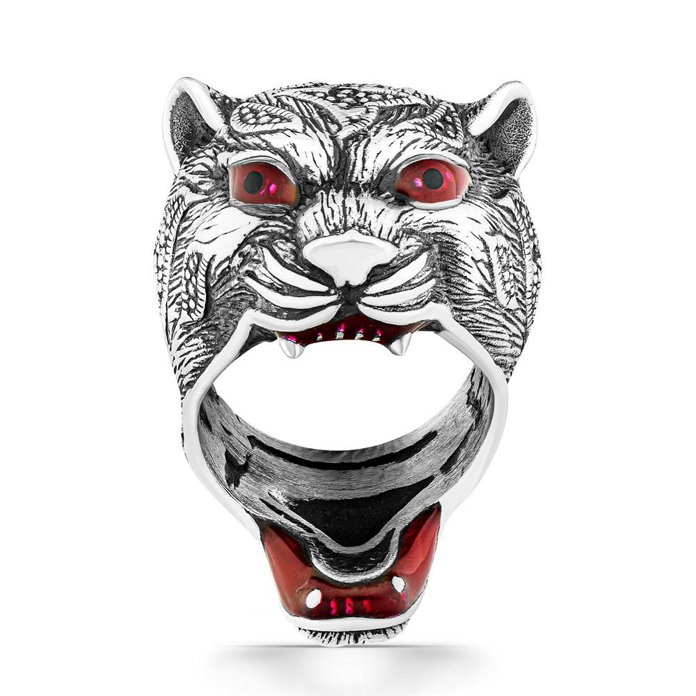 3D Kaplan Kafası Gümüş Yüzük