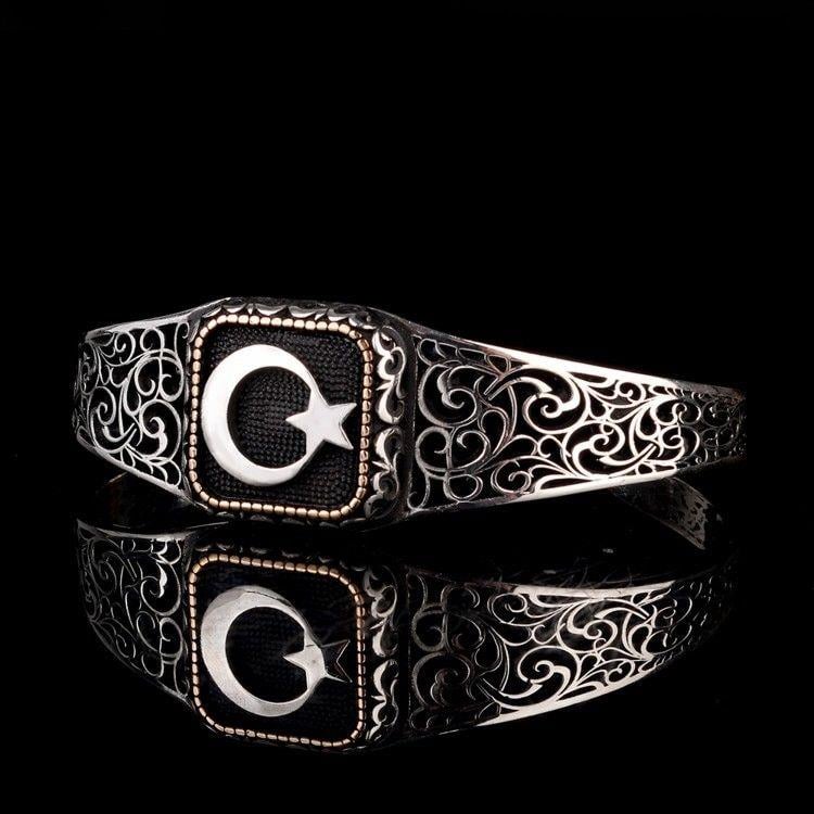 925 Ayar Ayyıldız Otantik Motif Gümüş BileklikErkek Bileklik