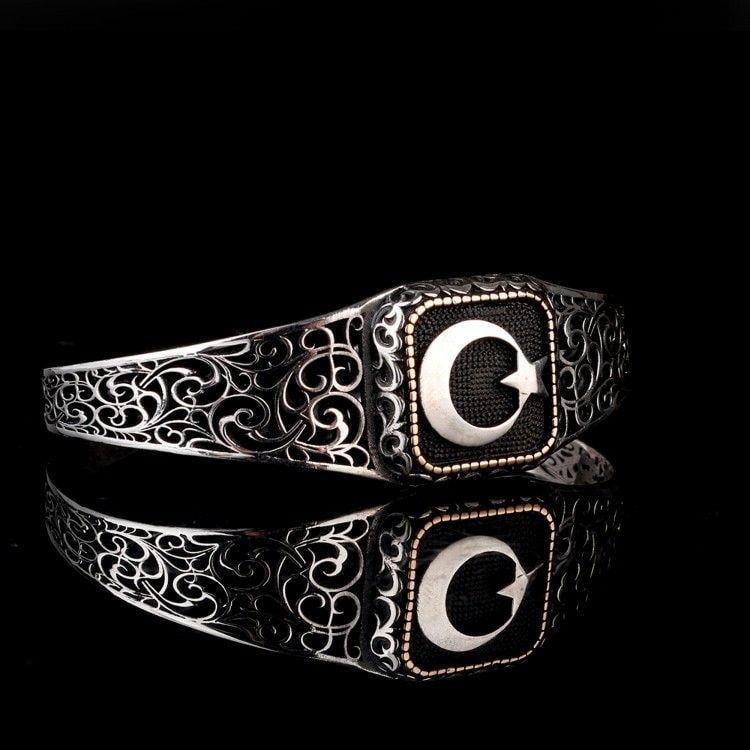 925 Ayar Ayyıldız Otantik Motif Gümüş BileklikErkek Bileklik