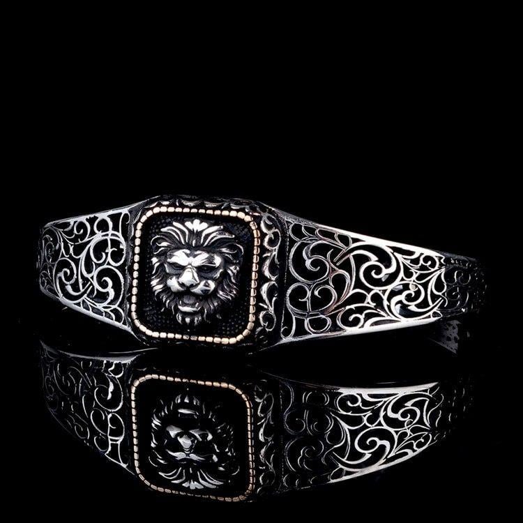 925 Ayar Gümüş Aslan Model Otantik Motif Erkek BileklikErkek Bileklik