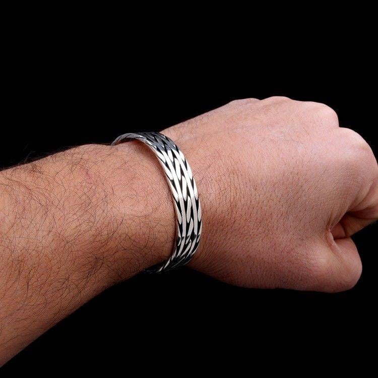 925 Ayar Gümüş Erkek Kelepçe BileklikErkek Bileklik