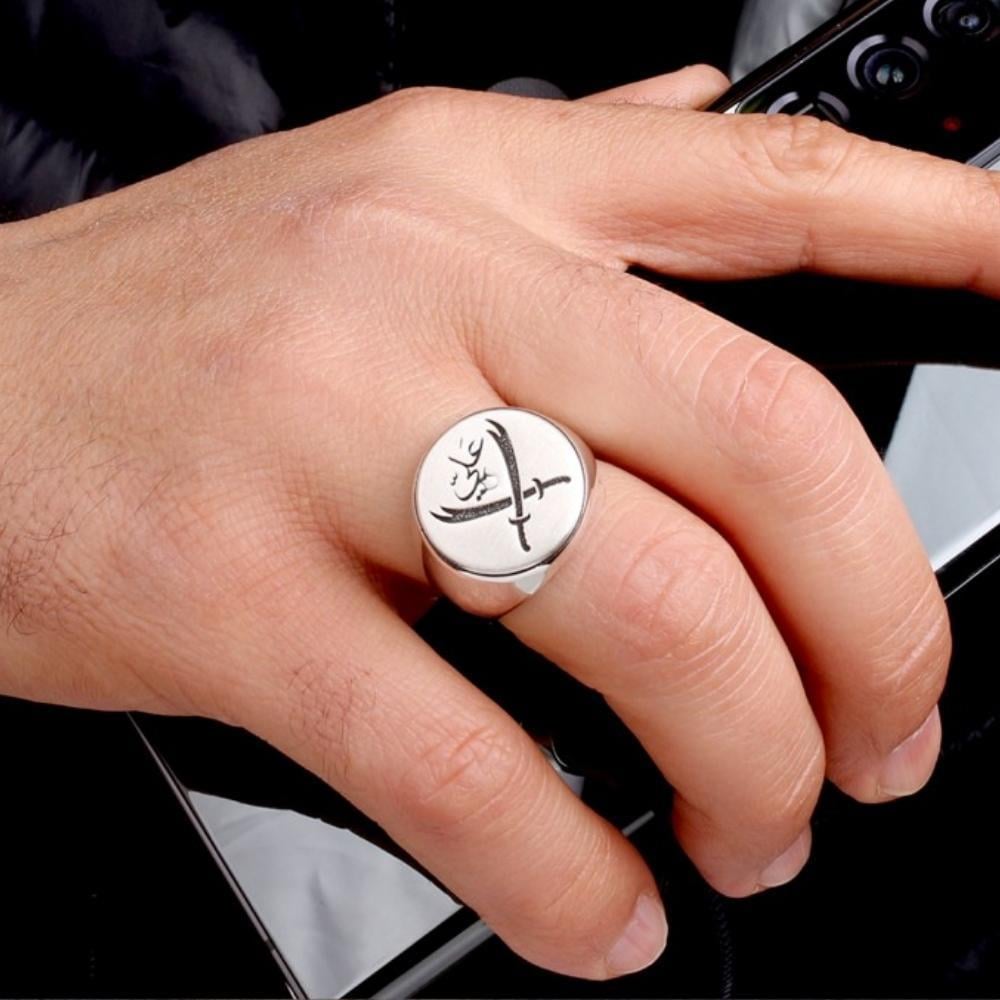 925 Ayar Gümüş Hz Ali Kılıcı Model Erkek YüzükZülfikar Kılıcı Yüzük