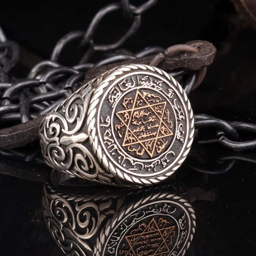 925 Ayar Gümüş Hz Süleyman Mührü Model YüzükSüleyman Mührü Yüzükler