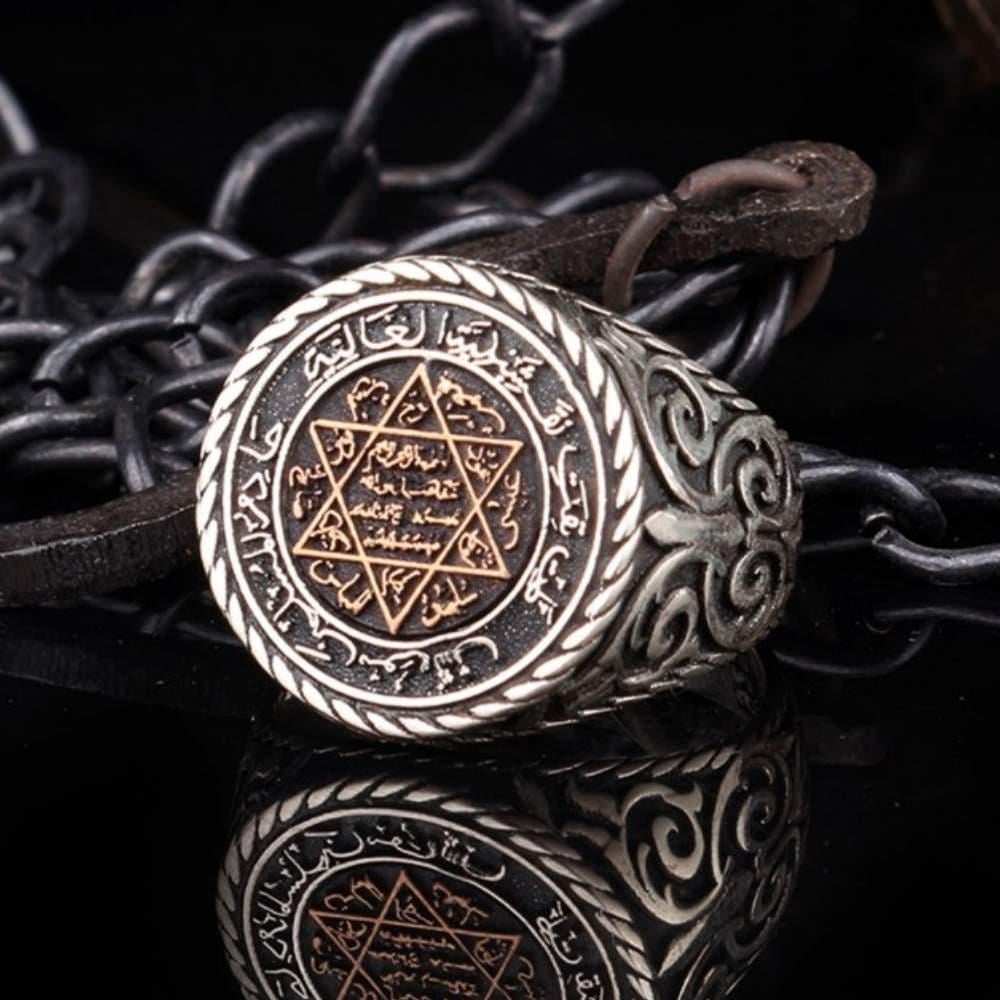 925 Ayar Gümüş Hz Süleyman Mührü Model YüzükSüleyman Mührü Yüzükler