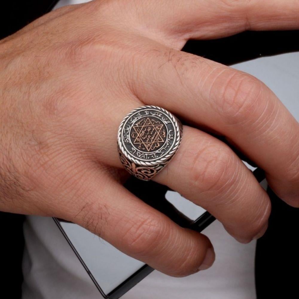925 Ayar Gümüş Hz Süleyman Mührü Model YüzükSüleyman Mührü Yüzükler