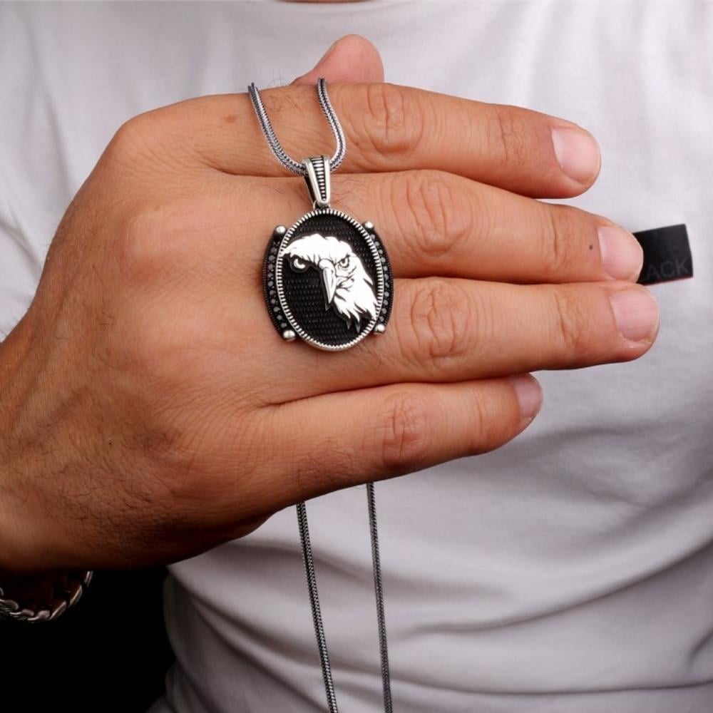 925 Ayar Gümüş Mikro Taşlı Kartal Motifli KolyeKolye